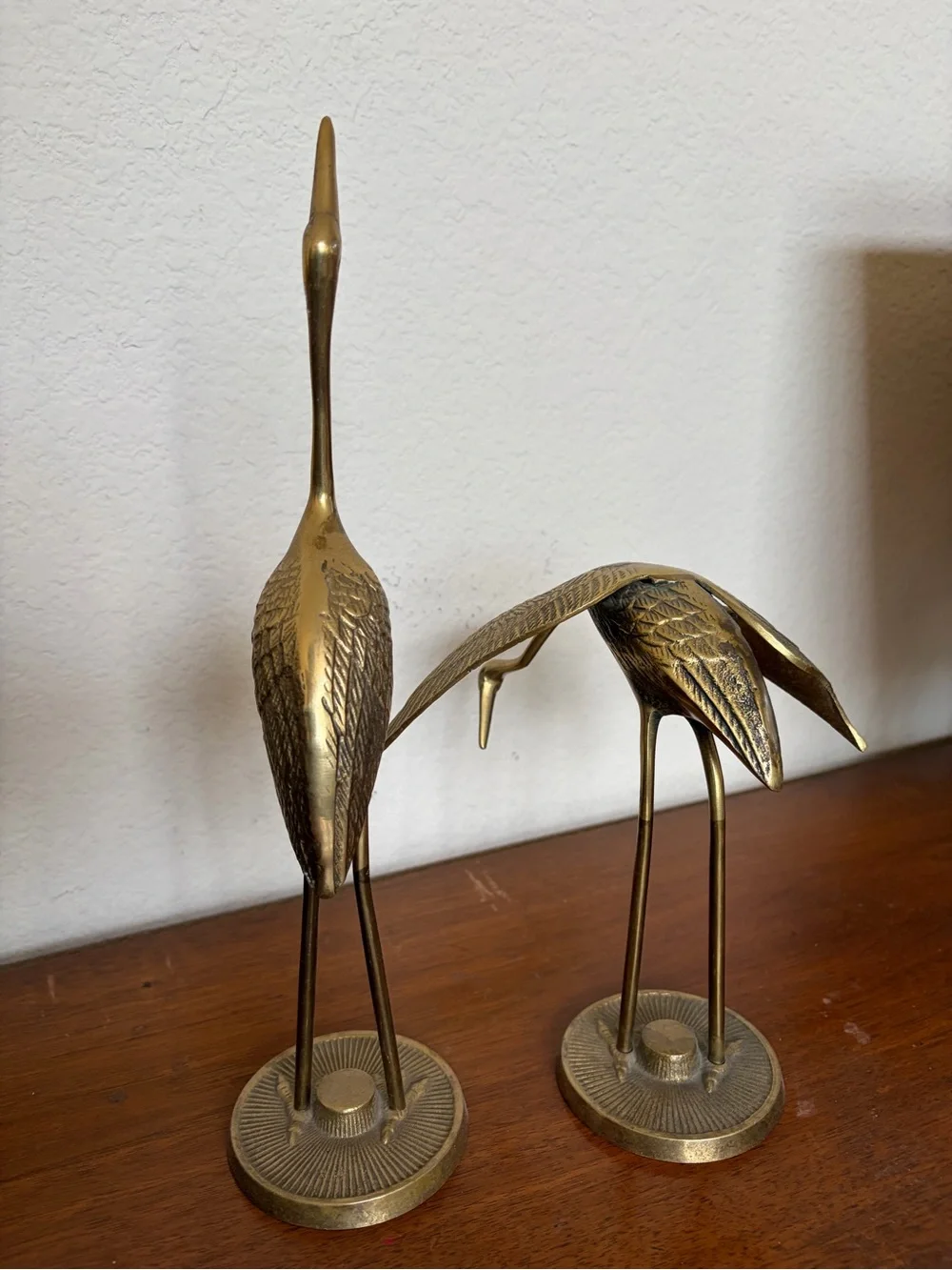 Vintage Brass  2 Pc Bundle Heron Crane Figurine Mid Century Modern Bird Statue - Picture 2 of 8